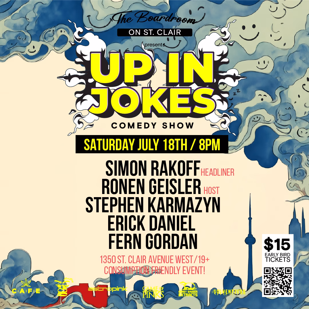Up in Jokes Toronto Comedy Show July 18th 2026 at The Boardroom Comedy Club