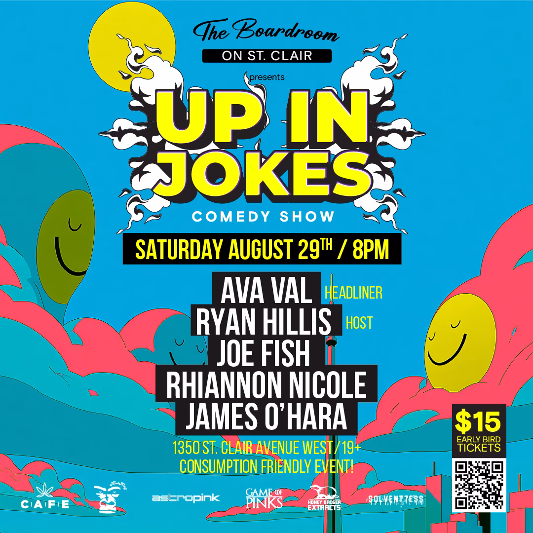 Up in Jokes Toronto Comedy Show on August 29th at The Boardroom Comedy Club